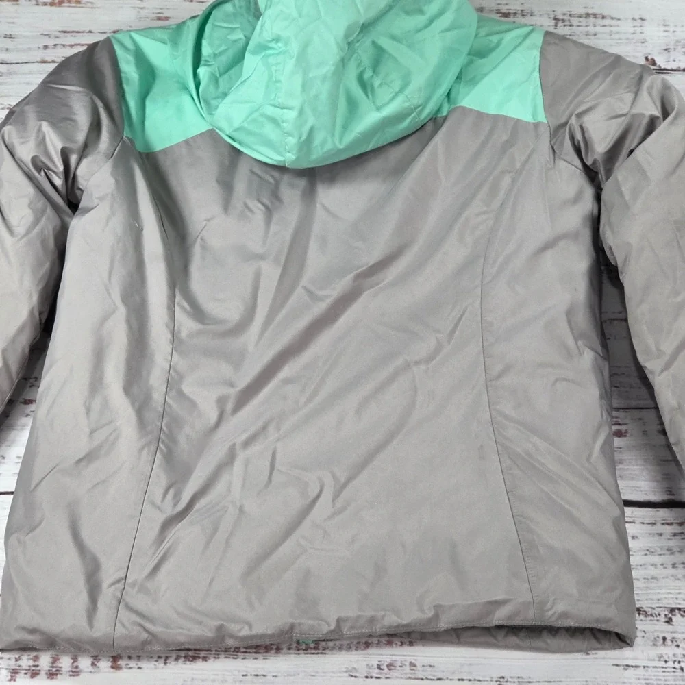 The North Face REVERSIBLE Jacket Girls S 7/8 Mint Green Grey Excellent Mossbud